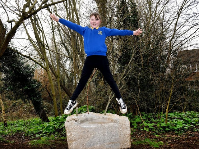 A Gladstone Road pupil celebrates the trail