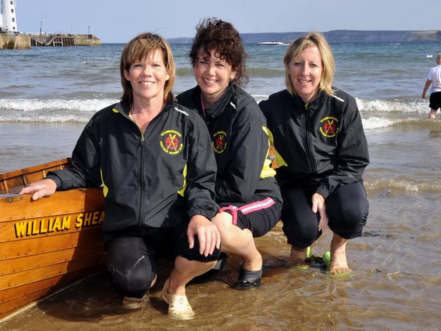 Scarborough ARC Rowing Regatta - winning ladies team, Cath McIntyre (L), Donna Gibson and Sandra Rees (missing, Joy Purdy and cox Tom Craven) pic by Andrew Higgins