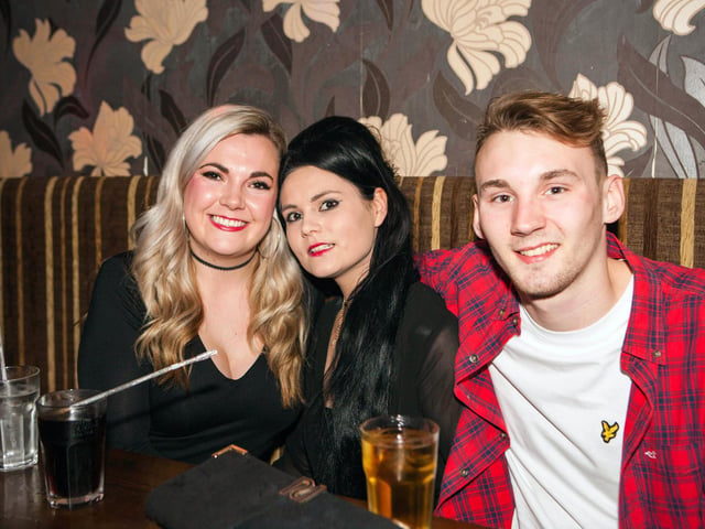 Elise, Leah and Tom enjoy their big night out in Snowy's.