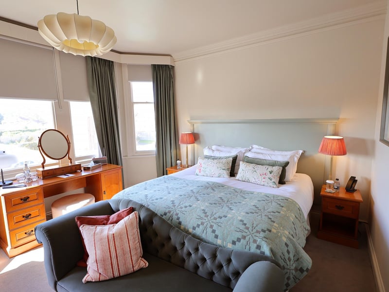 A bedroom at the refurbished Hotel Victoria.