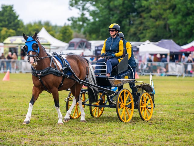 Riders Jo Thomas with her mum Anne Hampshire of Ossett, taking part in the Scurry & Trials Driving contest with their horse Tommy.