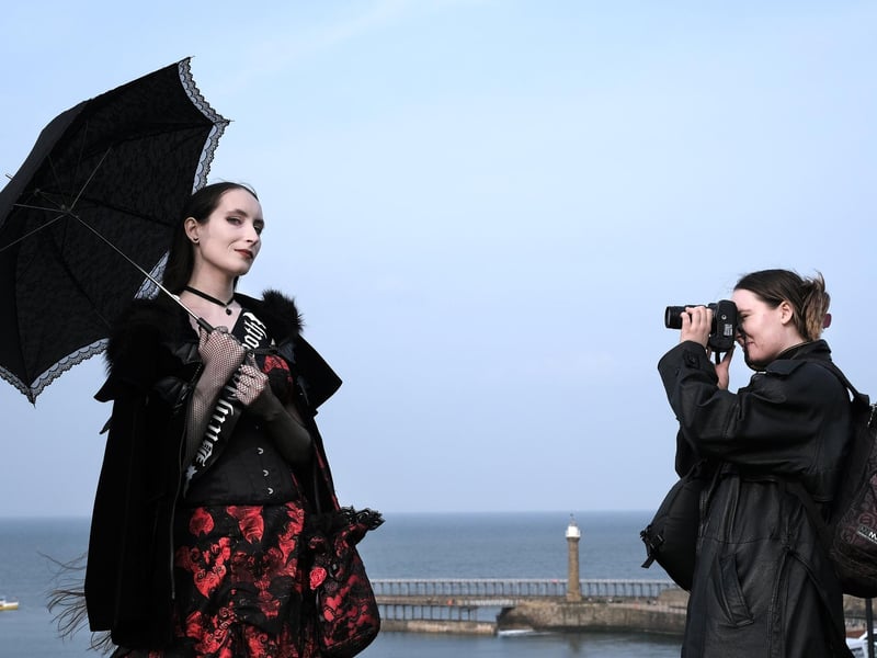 Whitby Goths .Capturing the moment . pic Richard Ponter