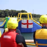 England flag flying in support of the Lionesses at North Yorkshire Waterpark.