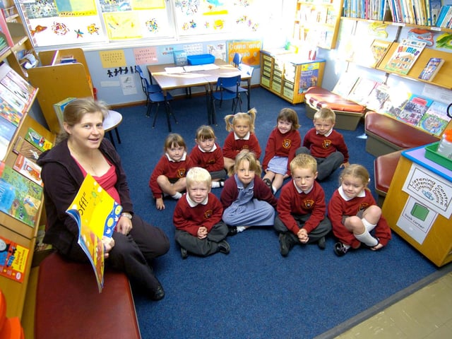 2007. St Hilda's pictured are, Mrs Jenny Sedman with Emily Clarkson, Rachael Clarkson, Olivia Hancock, Ben Hartley, Erin Hodgson , Luke Hutton , Connor Pickering, Lexie Scott, Jessica Taylor
