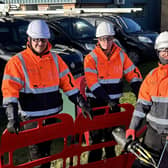 Save9’s latest fibre-optic broadband apprentices Oliver Webster (left) and Matt Tomlinson (centre) being ‘shown the ropes’ by network engineer Tyler Hollingworth (right).