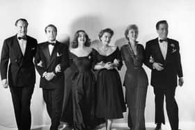 The cast of All About Eve - Bette Davis, Anne Baxter, George Sanders, Celeste Holm, Hugh Marlowe, Gary Merrill