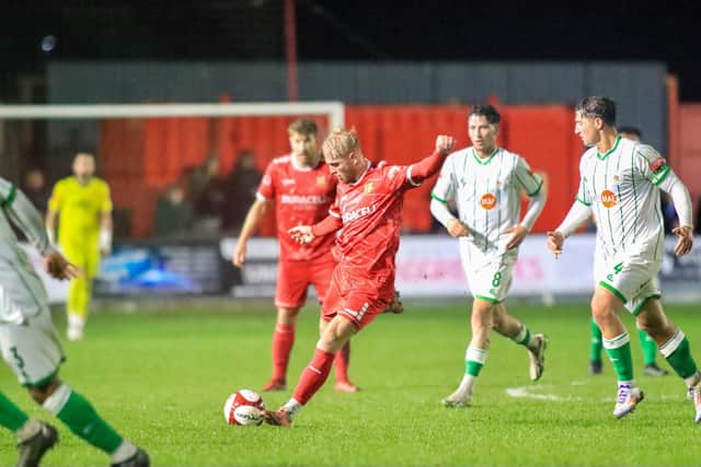 Sam Kay shoots at goal. Photo by TCF Photography