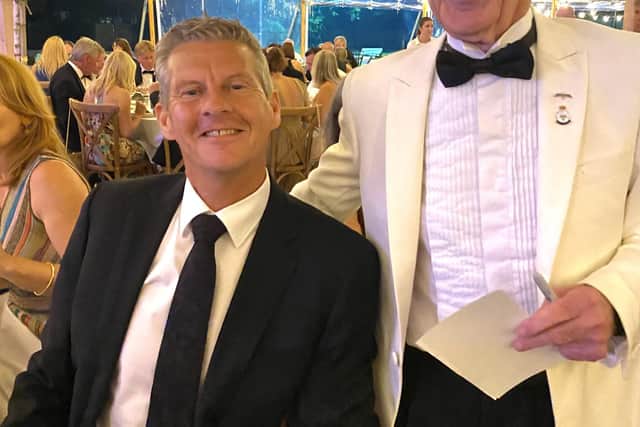 Steve Cram with SAC press officer Mick Thompson at the Bramcote Athletics opening Gala Dinner.