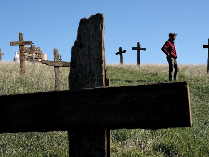 Humble Bee Farm prepares for Halloween with a spooky trail and pictured here is designer and builder of the Spook Trail Landscape Paul Taylor.