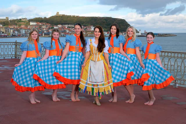 Spa Theatre panto Jack and The Beanstalk ... Frankie Wood, Emilia Hardisty, Ellie Stearman, Amy Thompson, Ebony Field, Jennie Mathews and Lily Alice Walton