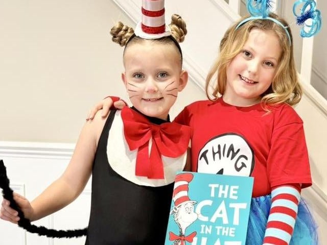 Darla and Callie as Cat In The Hat and Thing 1.