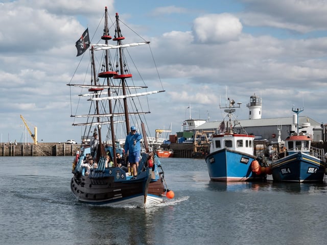 Pirate ship off the Scarborough coast.