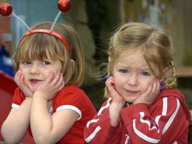 Red Nose Day... Filey Childcare tots Lily Broddle (left) and Amelia Correia (right). 091167a