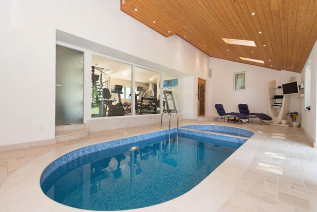 One of the property's luxury features is a swimming pool and bathing area.