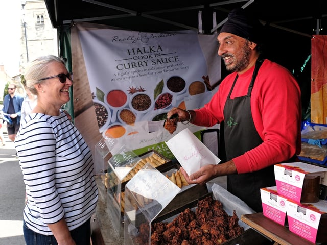 The food on this stall looks delicious.