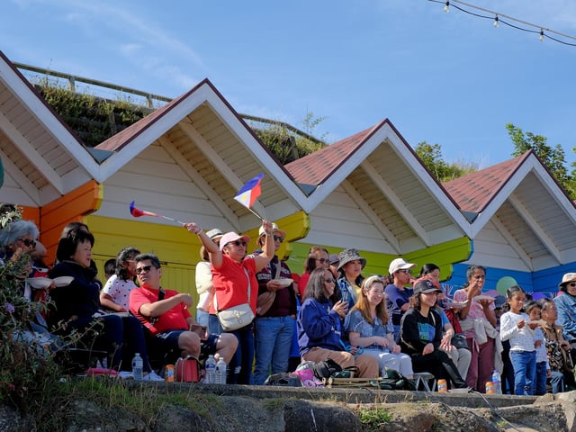Staff gathered at the chalets on North Bay