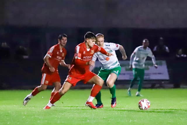 Bridlington Town in action during their 1-0 home loss against leaders Bradford (Park Avenue).  Photo by TCF Photography