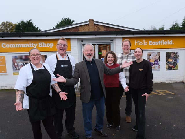 Gary Stott and McCain's Gillian Moffatt provide a warm welcome with staff