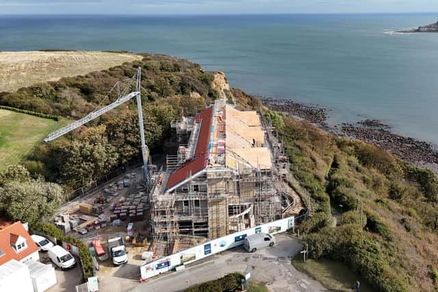 Cliffemount Hotel, Runswick Bay, and its newly-installed roof.