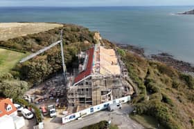 Cliffemount Hotel, Runswick Bay, and its newly-installed roof.