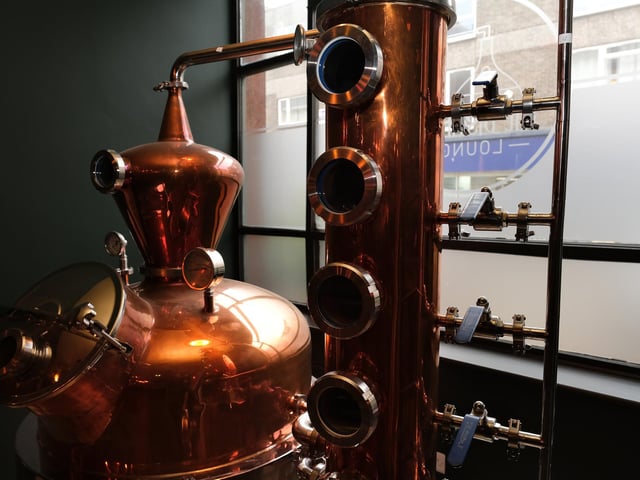 The copper still at The Distiller's Lounge