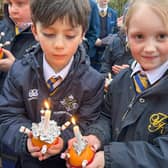 Youngsters at Terrington Hall School's Christingle service.