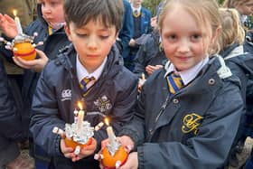 Youngsters at Terrington Hall School's Christingle service.