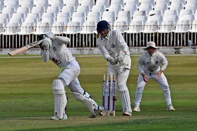 Diego Rosier is clean-bowled by Jack Redshaw. PHOTOS BY SIMON DOBSON