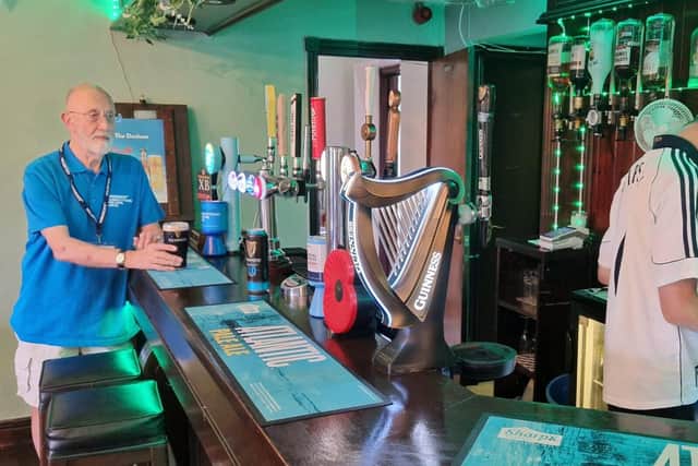 Malcolm Hoddy (left), a Parkinson’s UK volunteer at the Scarborough Branch at Parky in the Pub