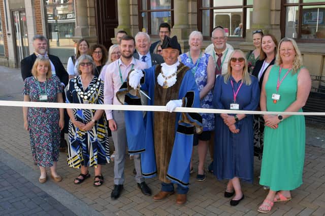 Councillor Liam Dealtry, chairman of East Riding of Yorkshire Council, cuts the ribbon at the reopening ceremony.