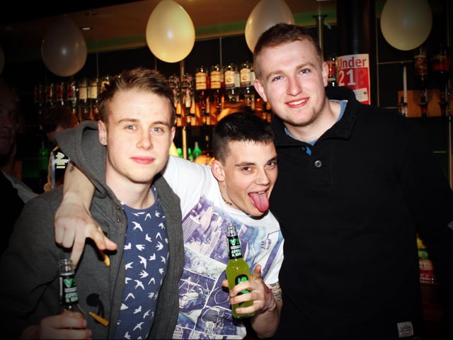 Gerrard, Henderson and Peter on a lad's night in Quids Inn.