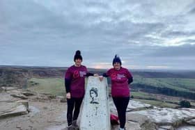 Jacqui Parkin and Jane Jobling are taking on a hike up Snowdon. They are pictured here at the top of Roseberry Topping.