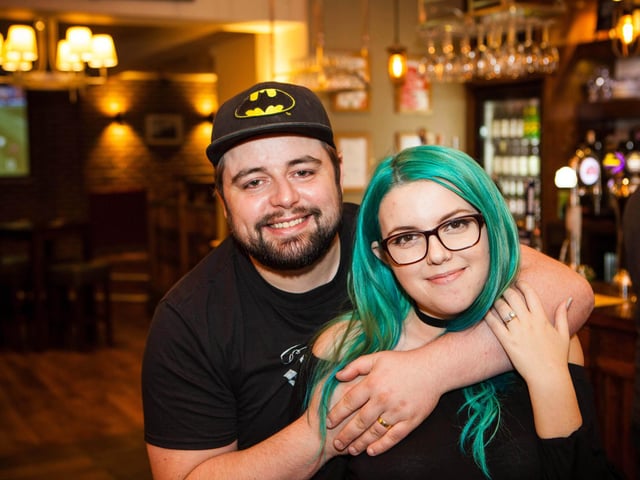 Jamie & Abi out in town celebrating Jamie's 30th birthday in Dickens Bar.