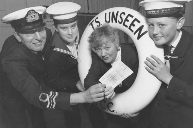 Filey Sea Cadets minibus fund received a £500 boost thanks to a donation from local firm Marshall Bros in January 1997. Marshall Bros director Barbara Liversidge, third left, is pictured presenting the cheque to, from left, Lt Commander Eddie Temple, Leading Seaman Jonathan Taylor, and Able Cadet Caley Pinder. 