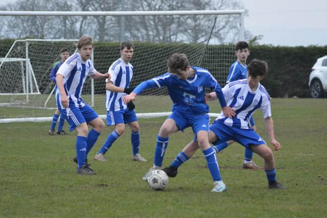 Heslerton Hedgehogs, blue kit, lost 6-0 at home to York RI.