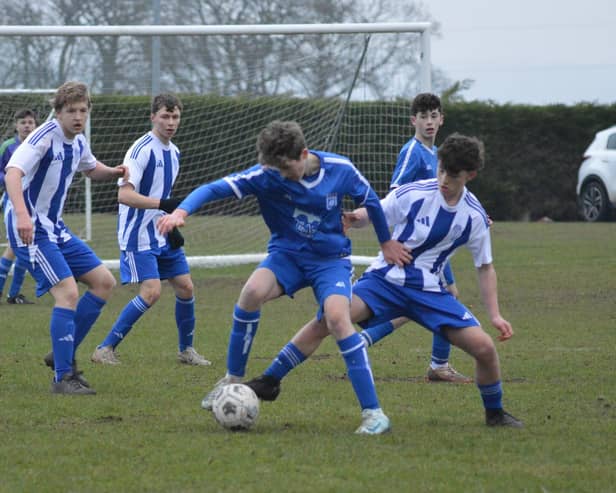 Heslerton Hedgehogs, blue kit, lost 6-0 at home to York RI.