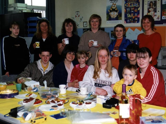 Young mothers and mothers-to-be who attend The Young Parents Centre at Cantley, Doncaster, enjoying a cuppa and a chat in relaxed and friendly surroundings