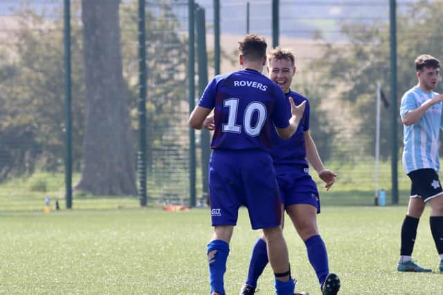 Hosts Brid Rovers Pandas celebrate a goal in their 4-2 home win.