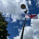 A St George's flag in York.  Courtesy Joe Gerrard.