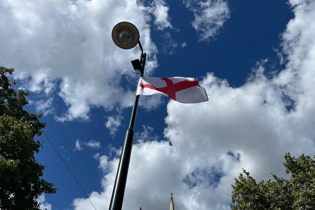 A St George's flag in York. Courtesy Joe Gerrard.