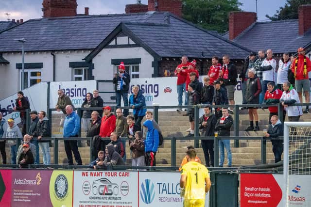Boro fans take ion the action at Macclesfield. Photo by Chris Marson