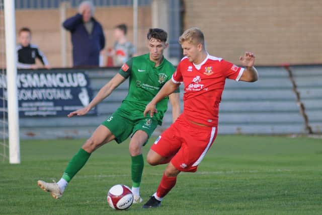 Jake Martindale impresses after coming on as a sub in the dramatic 3-2 win for Bridlington Town at Consett PHOTO BY DOM TAYLOR