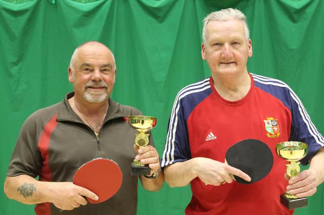 Gavin Smithies, left, and Chris Deegan, winners of The Wednesday Night Round-Robin Singles tournament. PHOTOS BY TONY WIGLEY