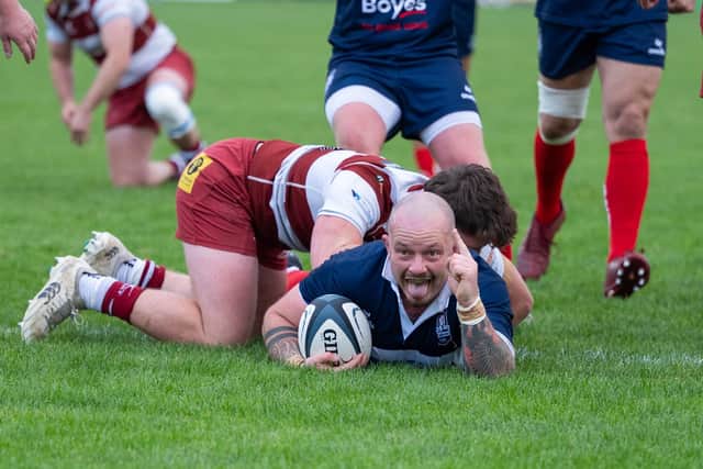 Scarborough RUFC skipper Sam Dawson sealed the 29-010 win against North Ribblesdale with a couple of late tries. Photo by Andy Standing