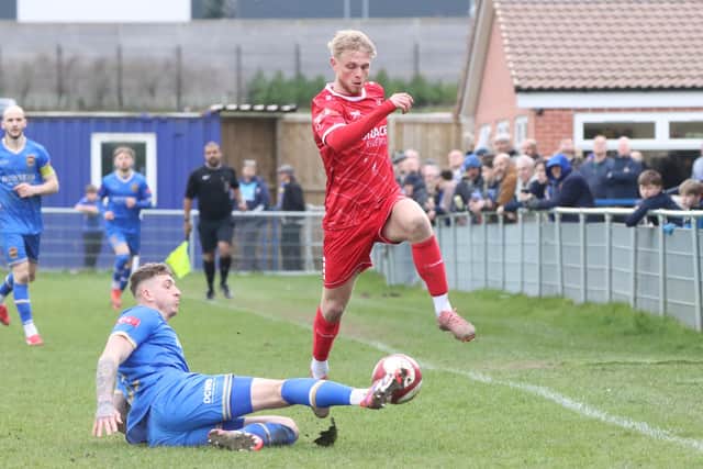 Bridlington Town on the attack during their 3-2 win on the road at Pontefract Collieries. Photo by TCF Photography