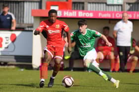 Glen Sani scored the second goal in Bridlington Town's 2-0 home win against Ashington last Saturday. PHOTO BY DOM TAYLOR