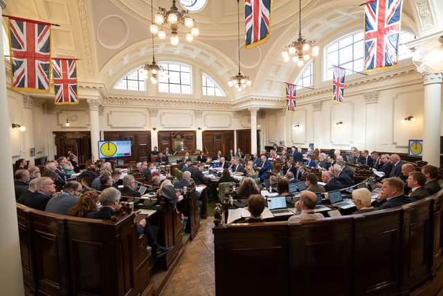 Councillors in the council chamber at County Hall. Independent volunteers are being sought to help to ensure high standards are maintained in the new North Yorkshire Council.