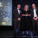 Bridlington nurse Philippa Dyer (centre) is pictured with Andrew Bertram, Deputy Chief Executive (left), and Simon Morritt, Chief Executive (right). Photo courtesy of Allan Scott Commercial.