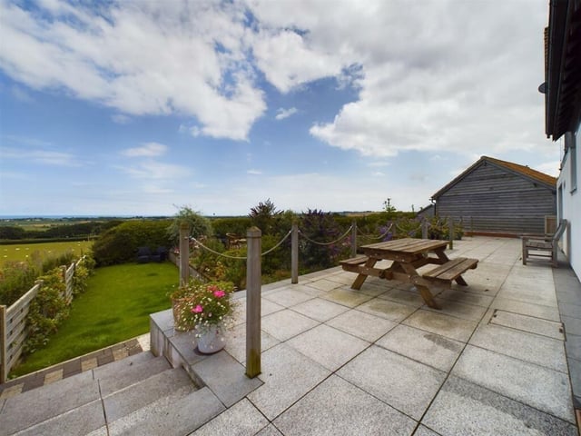 Outdoor seating areas are placed to take advantage of the views.