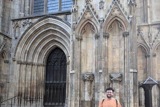 Ewan MacRae at the start of the 5k run outside York Minster.